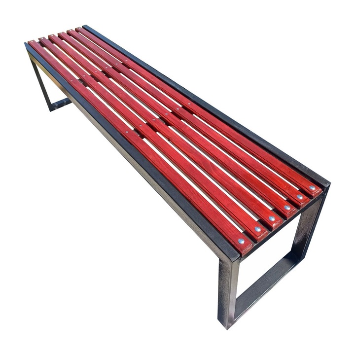 Пейка за тераса/градина, метална конструкция, дървена седалка, 170x45x40 см