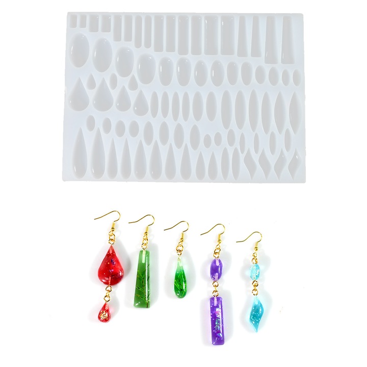 Matrita de silicon pentru bijuterii, Enforose, set 41 forme, grosime mare