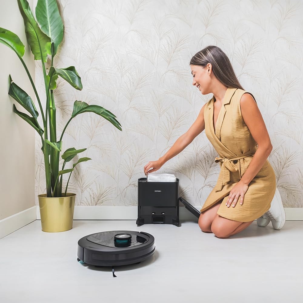Robot de aspirare Conga 8490 Ultimate Ultra, 4 in 1, 7000 Pa, Laser, Autonomie 170 minute, 2 perii centrale, Functie mop, baza autocuratare