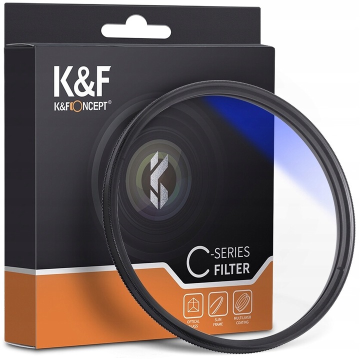 Поляризационен филтър cpl mc blue hd slim, K&f концепция, 58 mm, Устойчив на надраскване, 5 mm нисък профил, Високо оптично качество