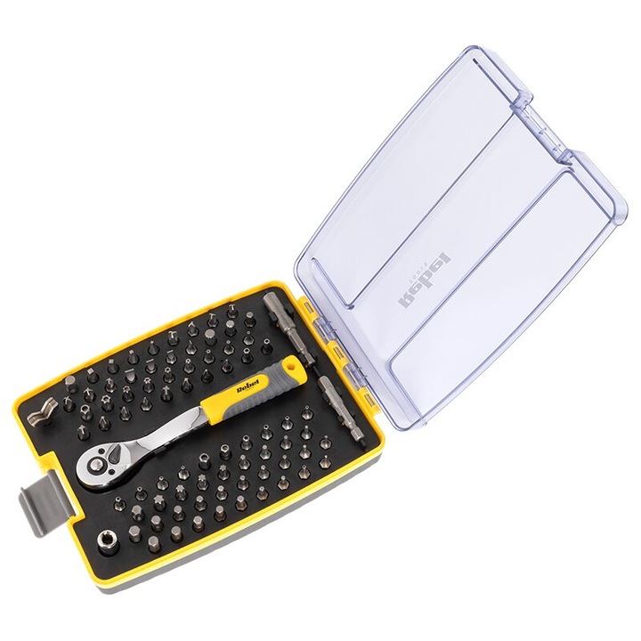 Set biti cu antrenor cu clichet, 80 piese, prelungitor magnetic