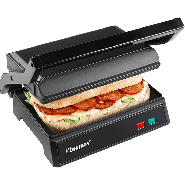 Sandwich-maker Grill Panini Bestron Black Label, 1000 W, non-stick, Negru