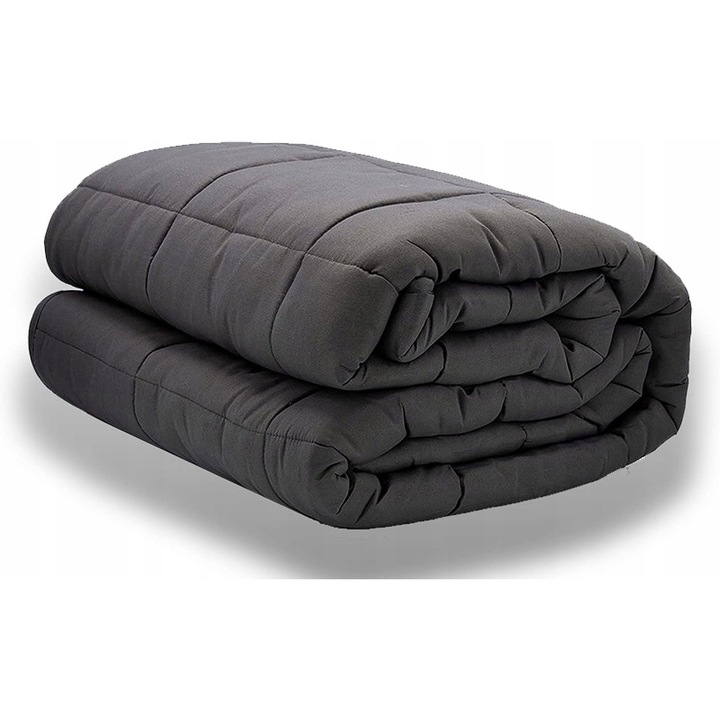 Тежко одеяло, Антистрес, 9 кг, 150x200 см, Сиво, 100% памук, Хипоалергенно, Идеално за хора с проблеми със съня, Дълбока сетивна стимулация