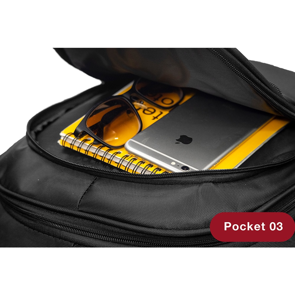 Rucsac Dollcini pentru laptop, 17", 25L, cu maner confortabil si compartiment pentru laptop, denim negru