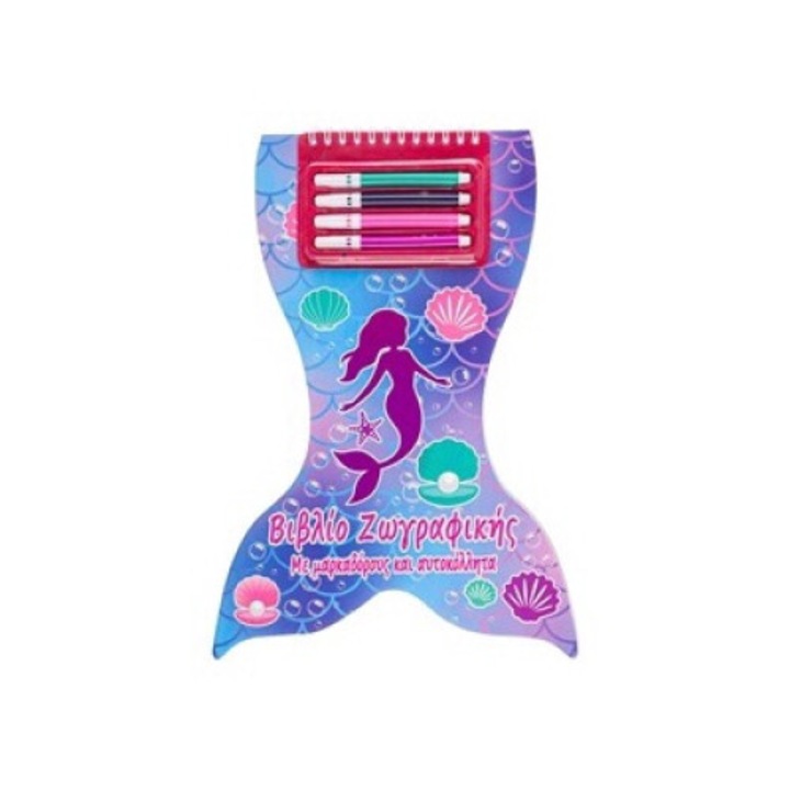 Книжка за оцветяване "Опашка на русалка" с маркери и стикери 21x30 см - 24F