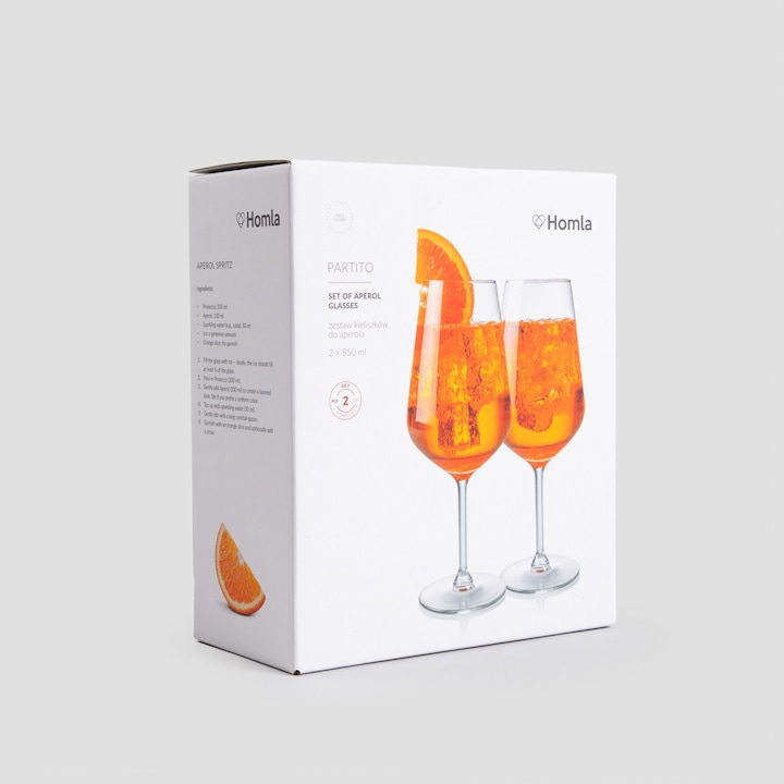 Комплект 2 чаши aperol, Homla, 0,85 л, прозрачни