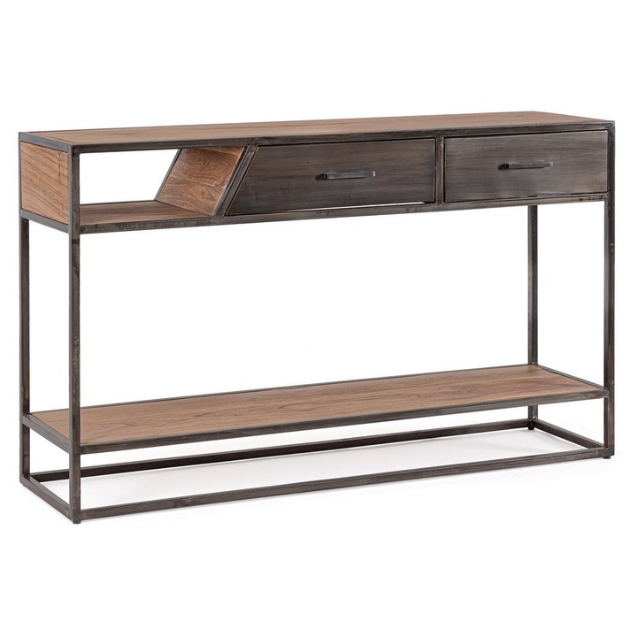 Consola lemn maro otel negru Janak 135x35x80 cm