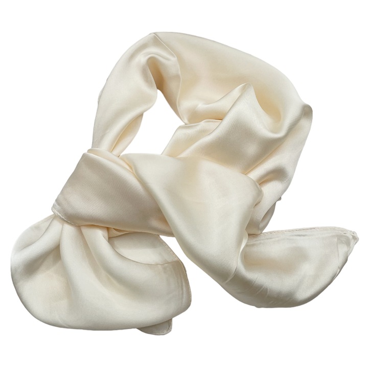 Esarfa matase uni pentru femei AMELIE, Crem, 70x70cm