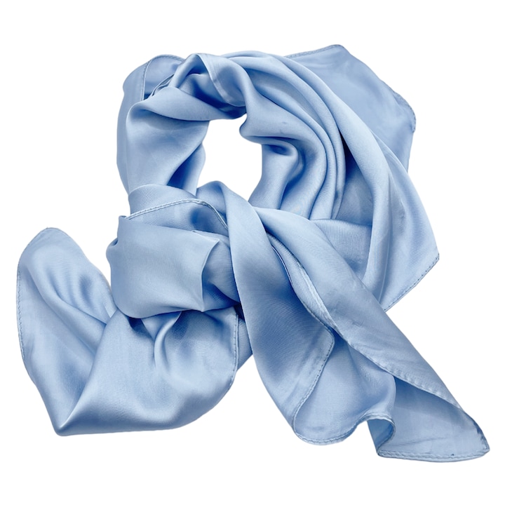 Esarfa matase uni pentru femei Amelie, Bleu perlat, 70x70cm