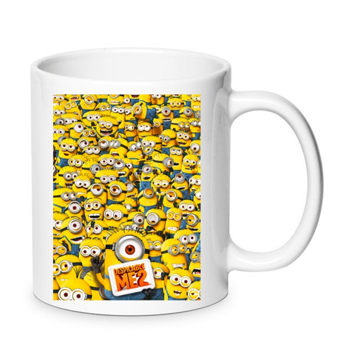 Cana ceramica Minions, 330ml, design colorat, rezistenta, alb