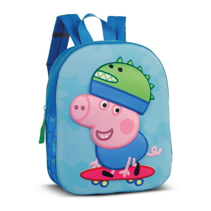 Rucsac copii Fabrizio Peppa Pig 3D F20682, 29x23x10 cm, poliester, albastru deschis