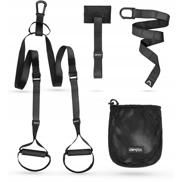Комплект ластици за тренировка, Topfit, 3,8 см x 145 см, 125 кг, с дръжки от пяна, включени аксесоари