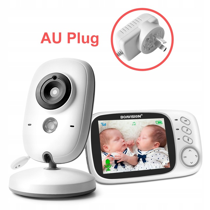 Boifun видео бебефон, VB603, 3.2'' LCD, камера, нощно виждане, бял, пълен комплект
