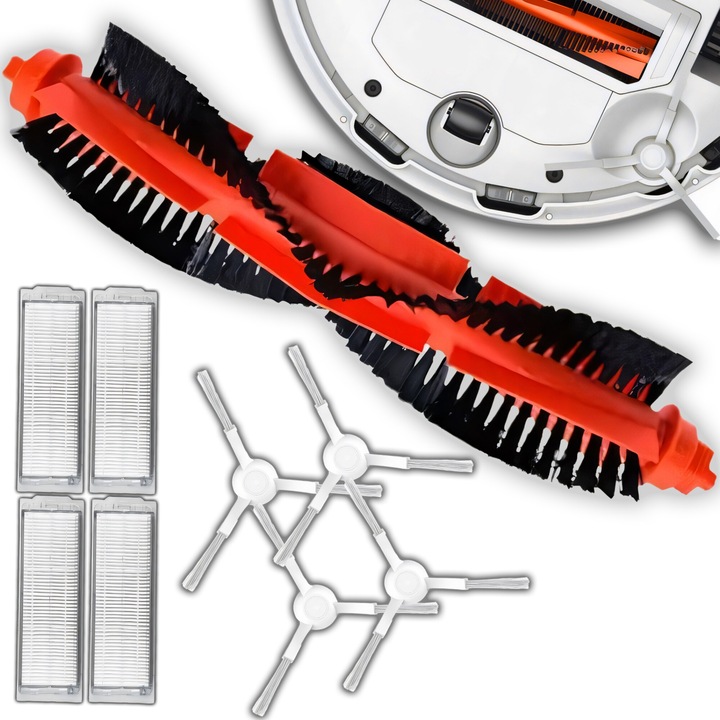 Set accesorii aspirator Retoo HomeSmart, compatibil Xiaomi Mi Robot Vacuum Mop 1C V1 V2 Pro, 1 perie principala, 4 perii laterale, 4 filtre HEPA, calitate superioara, certificare CE, durabil si eficient, ideal pentru intretinerea aspiratorului