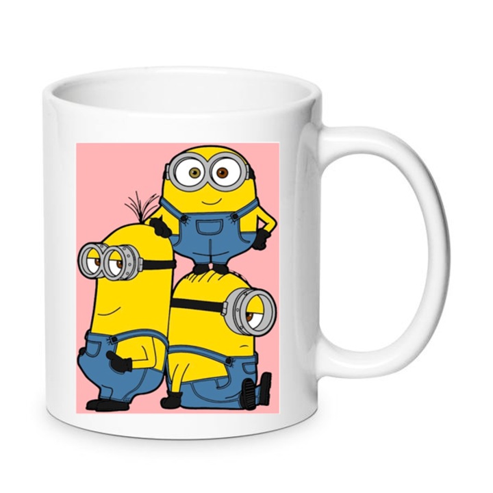 Cana ceramica Minions, 330ml, design colorat, rezistenta, set