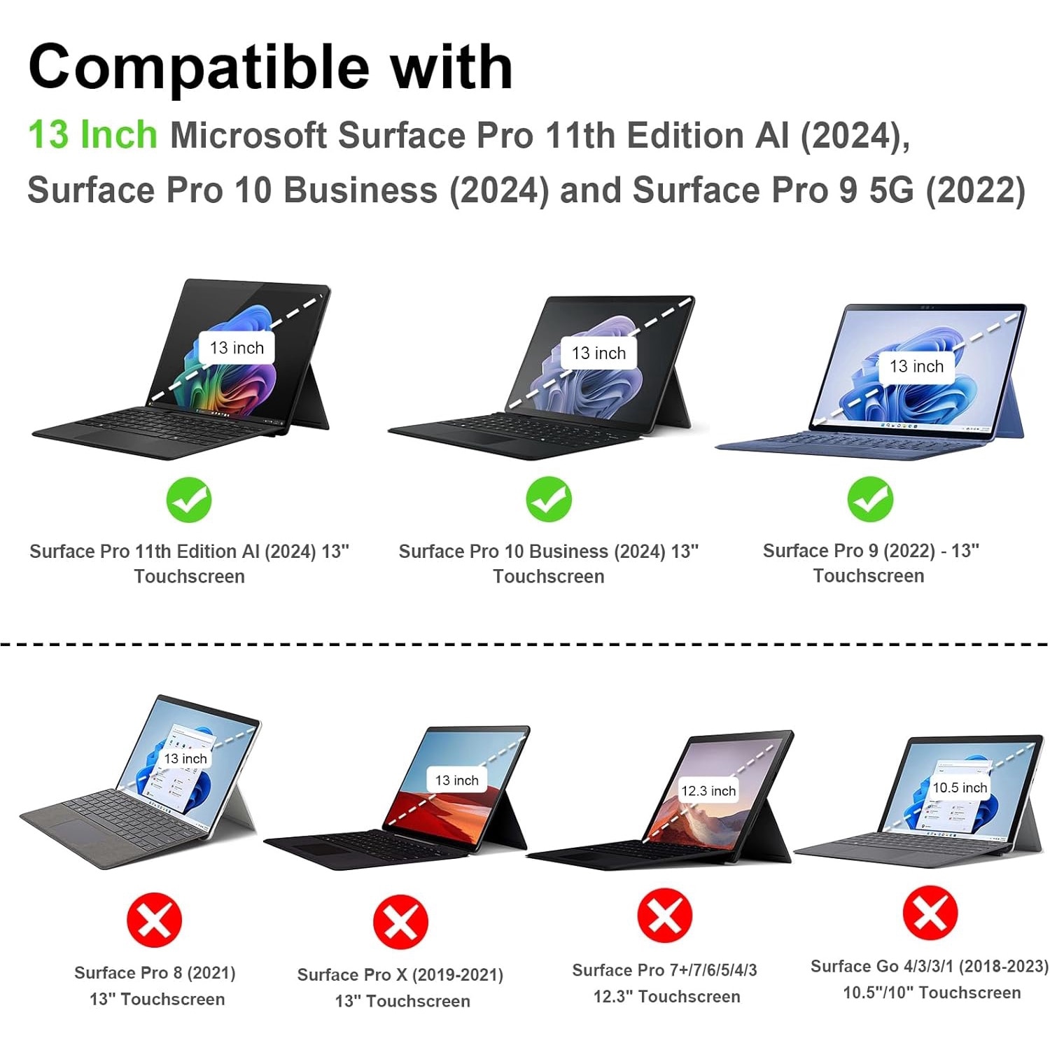 Husa Fintie pentru Microsoft Surface Pro 13 inch 11/10/9, cu suport pentru stilou si buzunar, compatibila cu tastatura Type Cover, gri/maro