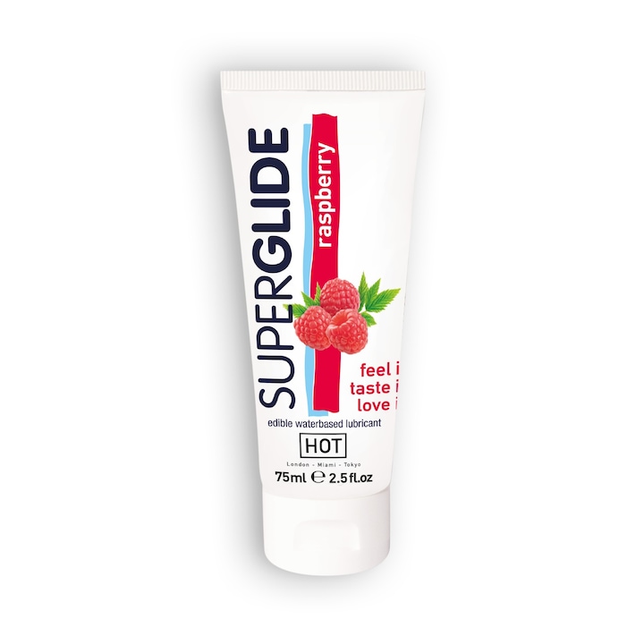 Ehető vízbázisú lubrikáns málna ízzel, Superglide málna, 75 ml