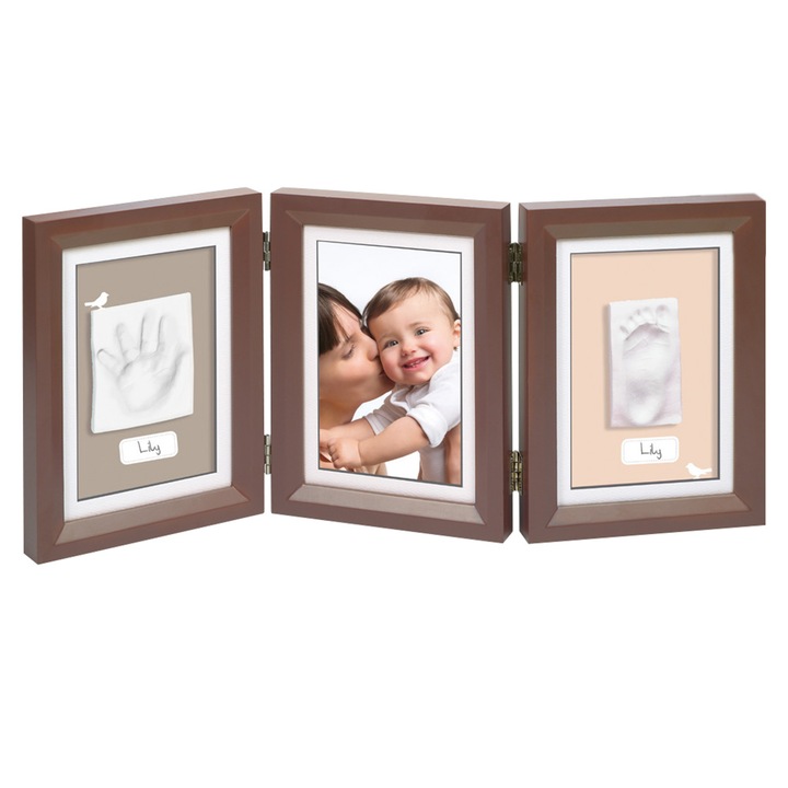 Рамка за отпечатъци от ръчичка и краче и снимка My Baby Touch, BABY ART, Brown