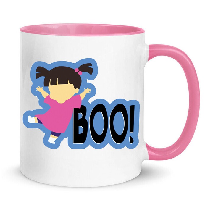 Cana ceramica Monsters Inc. Boo No.1 330ml roz si alba