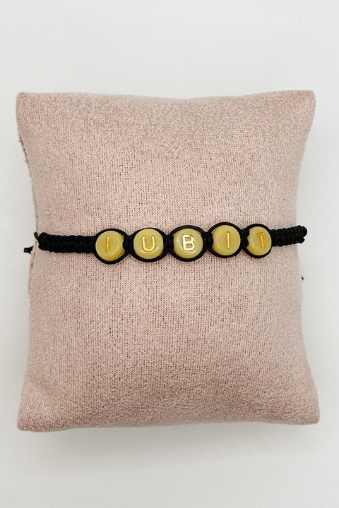 Rain Jewelry, Bratara ajustabila cu text, Verde, Negru