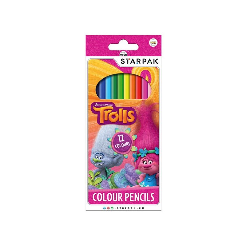 Creioane colorate 12 culori Trolls