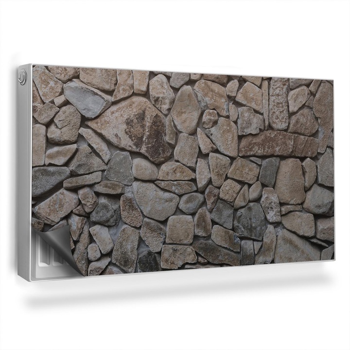 Capac decorativ pentru calorifer, Wallfluent, Mozaic de piatra, Gri, 110 x 60 cm, 010220260020000282529