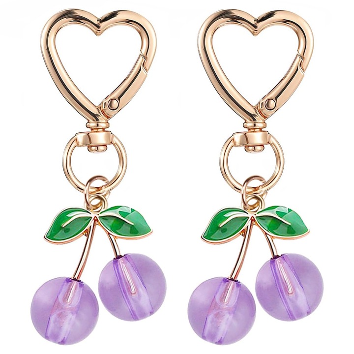 2 db-os HIDARLING kulcstartó szett, ötvözet, 2,5x6,8 cm, lila