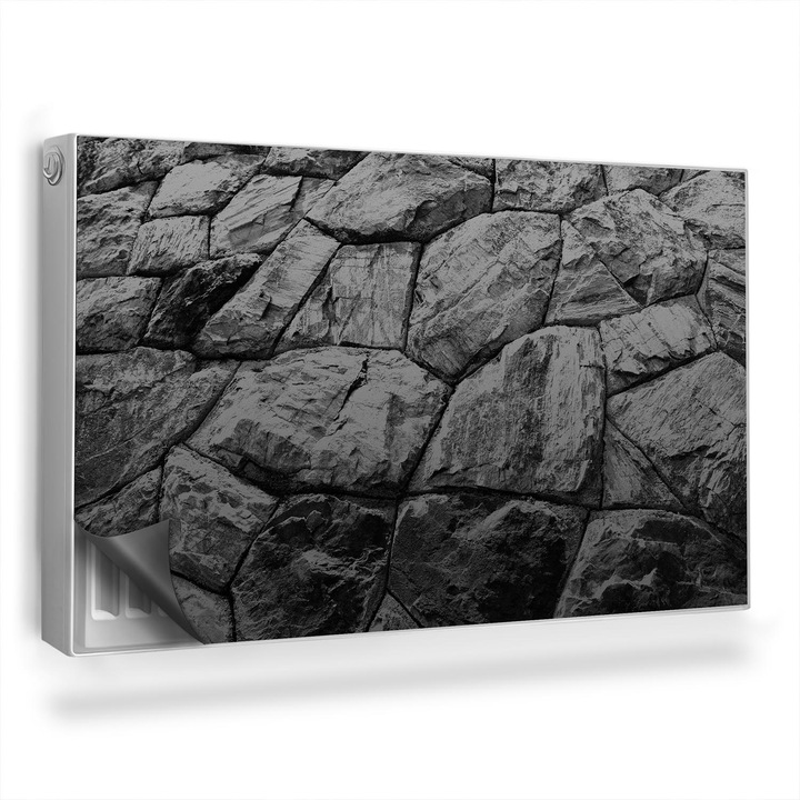 Capac decorativ pentru calorifer, Wallfluent, Pietre intunecate, Gri, 100 x 60 cm, 010220260010000282528