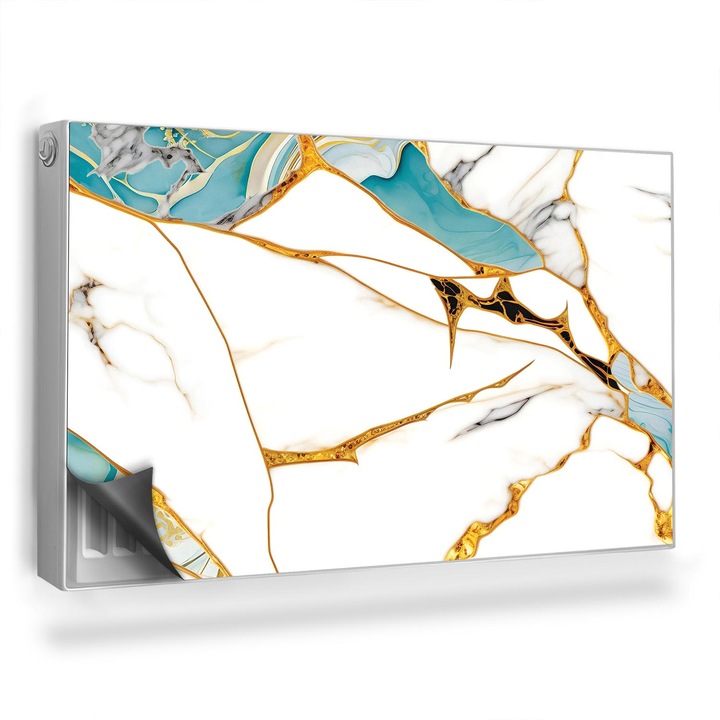 Capac decorativ pentru calorifer, Wallfluent, Marmura usoara, Alb, 100 x 60 cm, 010220260010000282602