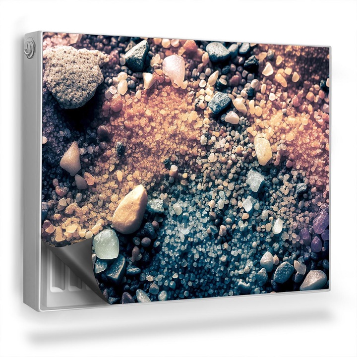 Capac decorativ pentru calorifer, Wallfluent, Boabele de nisip, pietricele, Steel Blue, 80 x 60 cm, 010220260030000282211