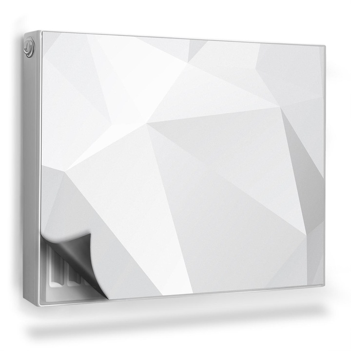 Capac decorativ pentru calorifer, Wallfluent, Origami, geometrie, Gri, 80 x 60 cm, 010220260030000006051