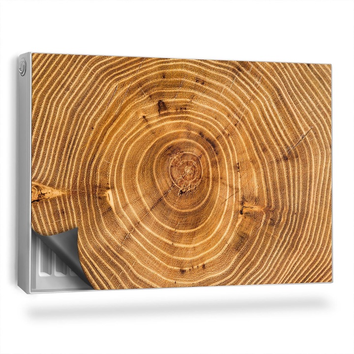 Capac decorativ pentru calorifer, Wallfluent, Sectiune transversala a unui trunchi de copac, Maro, 90 x 60 cm, 010220260040000282500