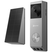 Sonerie video Wireless EZVIZ EP3X Pro cu panou solar si camera de supraveghere, Stocare interna 32 GB, Lentile duale 2K si 1080P, IP67, Unghi de vizualizare 162°, Wi-Fi, Detectarea coletelor, Alarma anti-furt, Comunicare bidirectionala, negru
