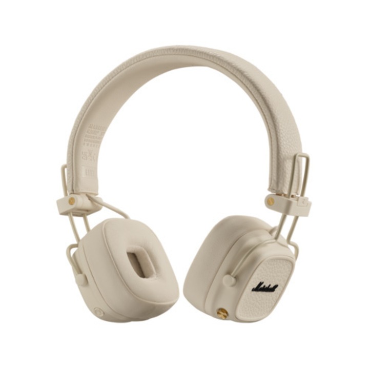 Слушалки On-Ear Marshall Major V, Wireless, Bluetooth, 100 часа живот на батерията, Кремав