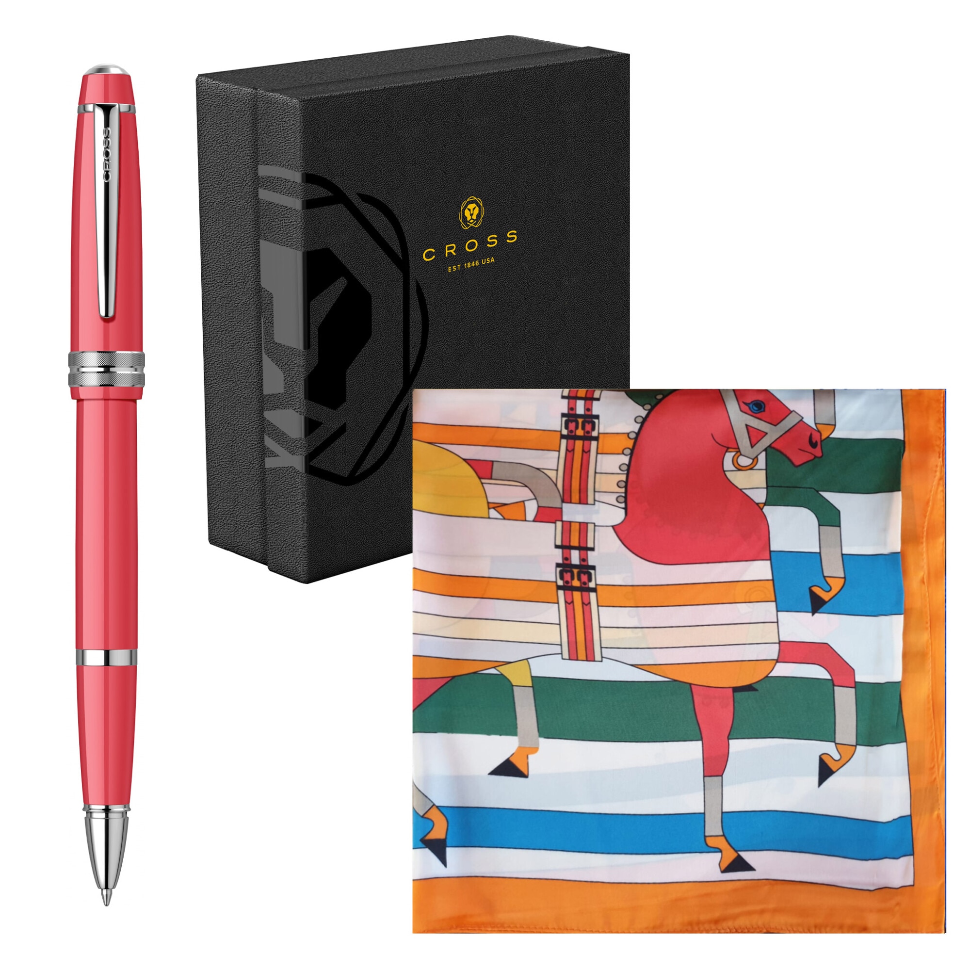 Set Cross Roller Bailey Light Coral + Esarfa vegetala asortata in caseta cadou