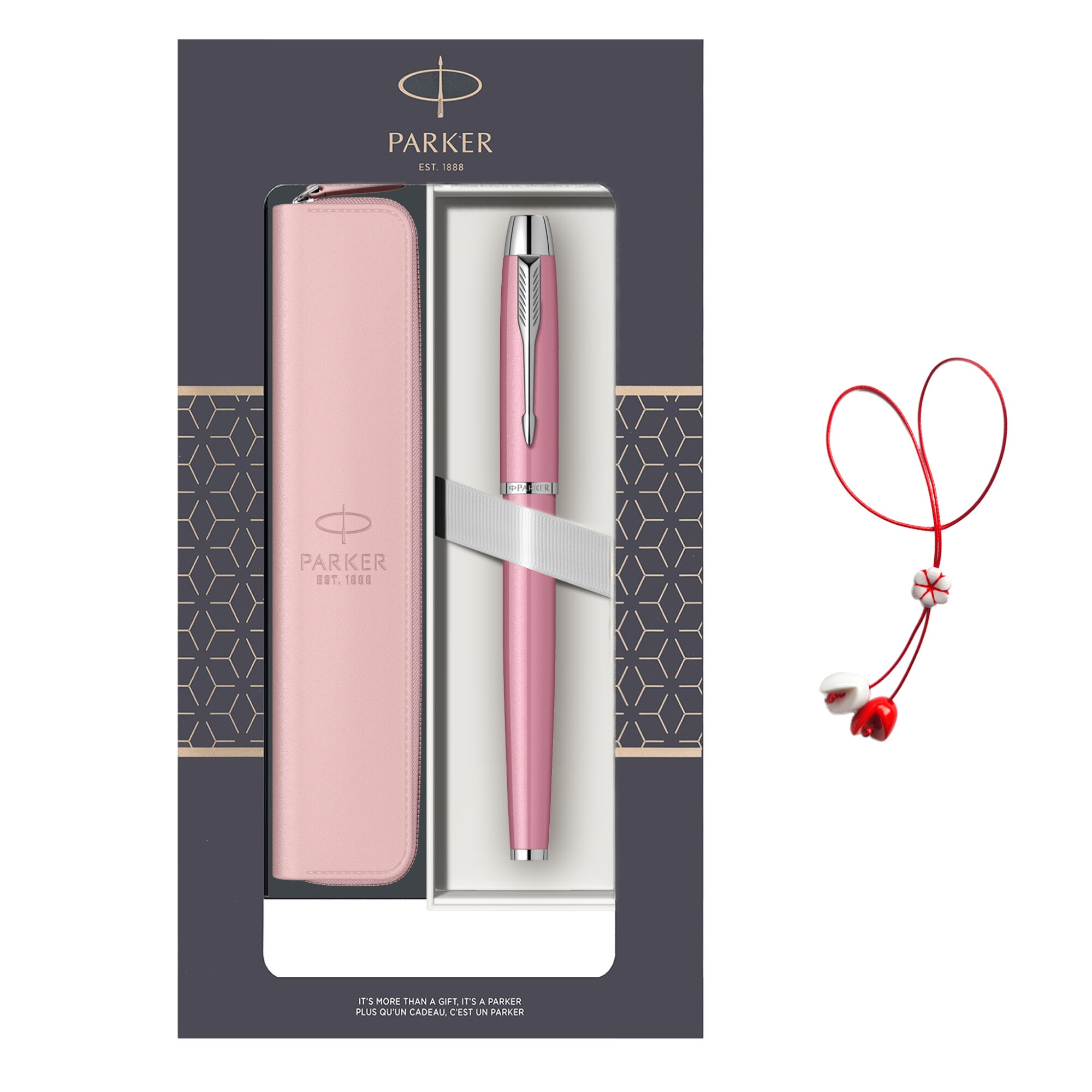 épine barrette & Pin set box (pink) Set Parker Stilou IM Pink + Etui Roz cu fermoar + martisor in