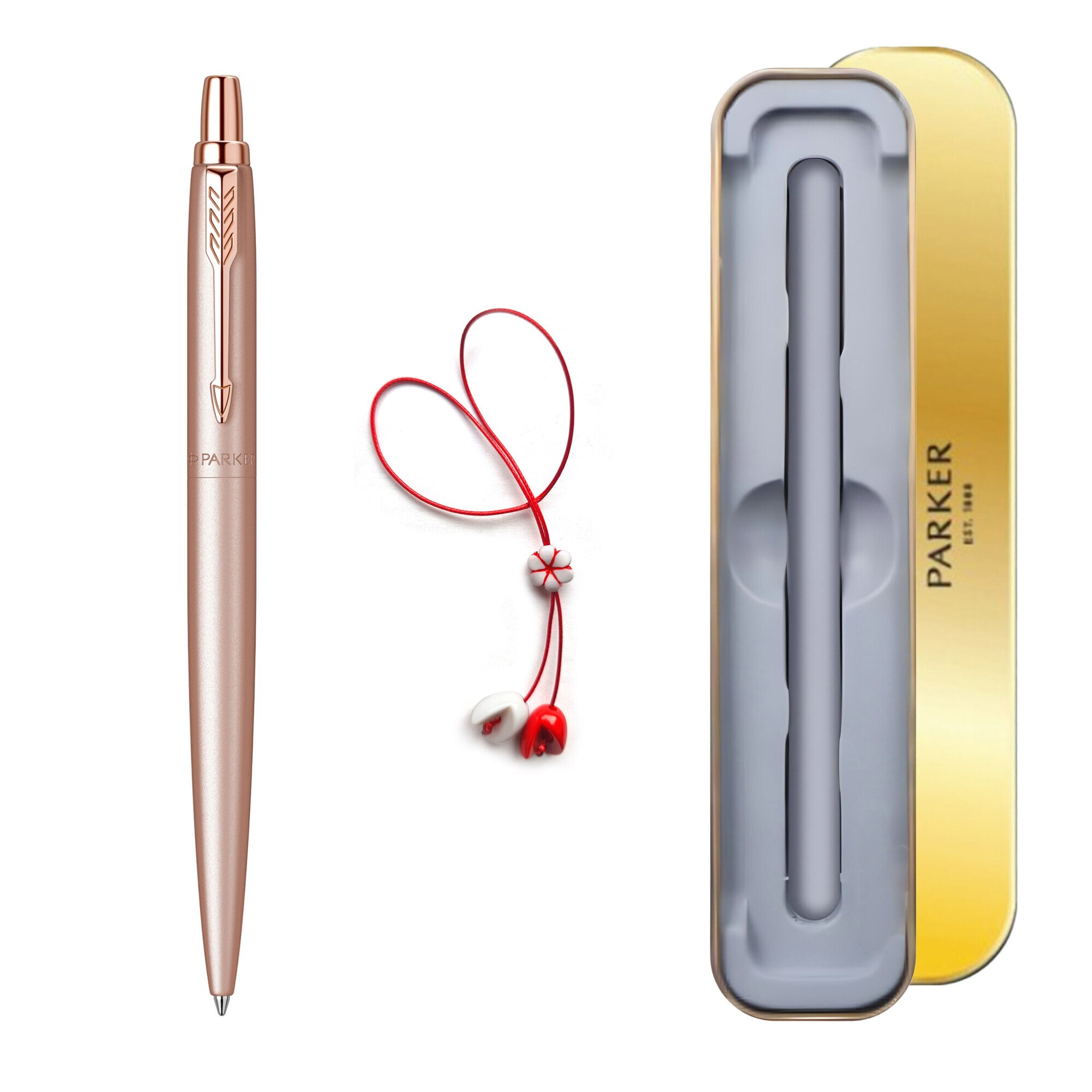 Set Parker Pix Jotter Pink Gold + martisor in caseta metalica