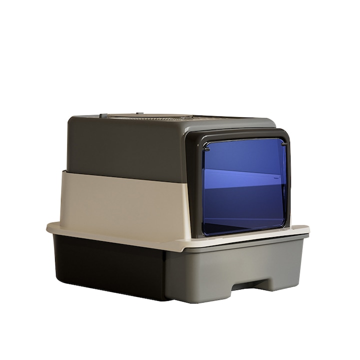 CAMEANE™ Котешка тоалетна с капак, функция за стерилизация с UV светлина, за котки до 15 кг, 35 * 50 * 35 см, графитено сиво