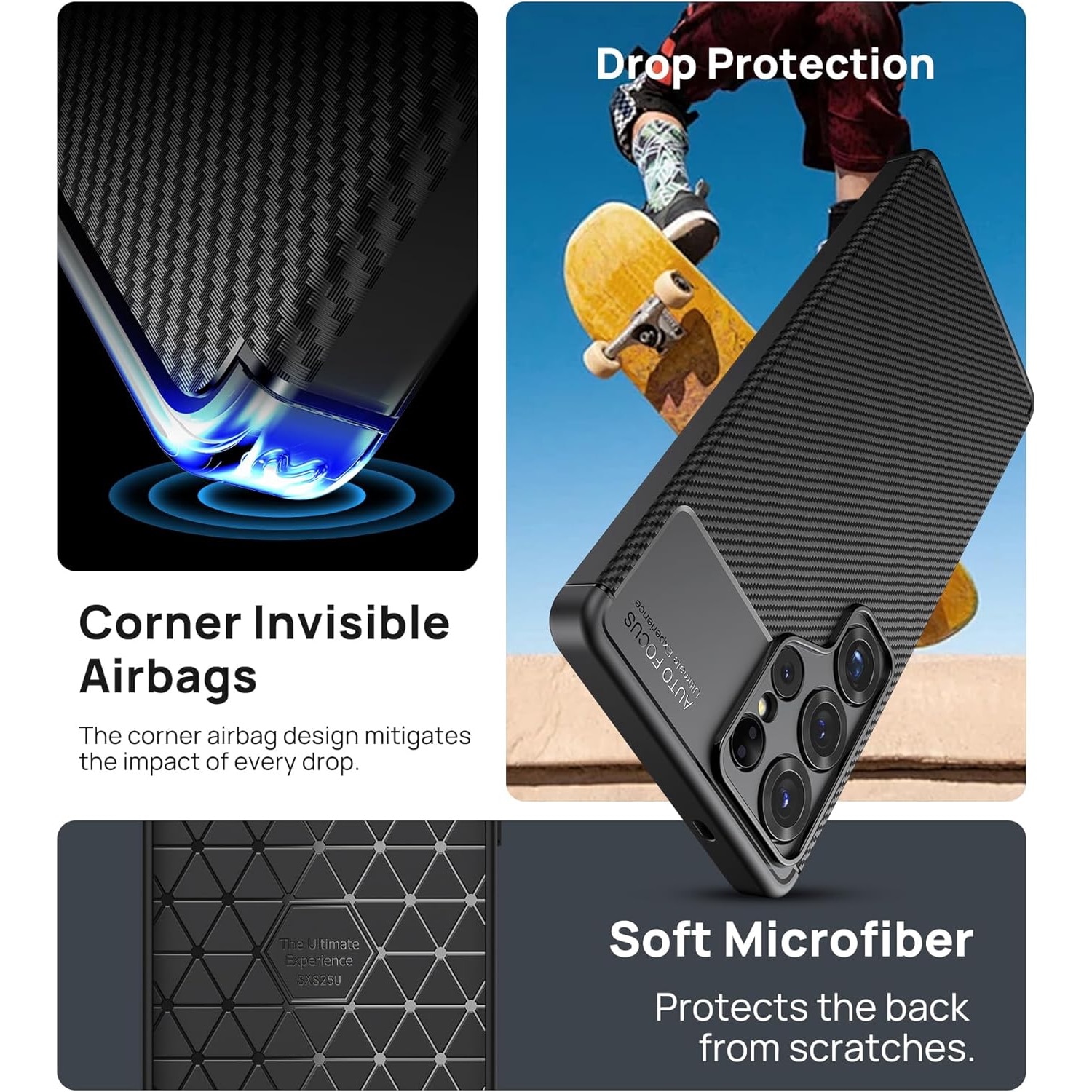 Husa Alc Mobile auto focus carbon compatibila cu Samsung Galaxy S25 Ultra