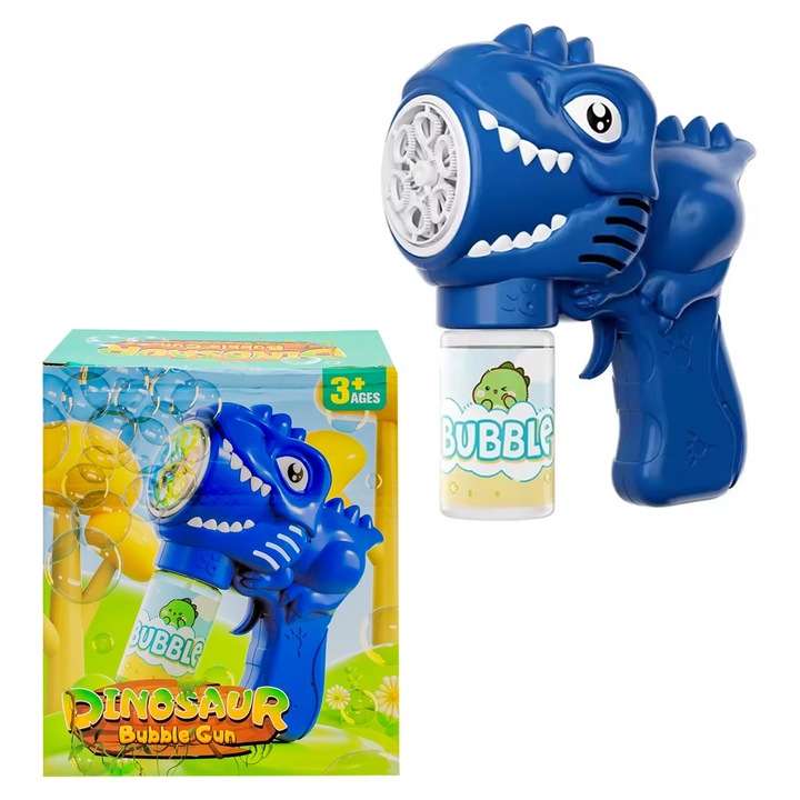 Пистолет за сапунени мехури, работещ с батерии, модел на динозавър