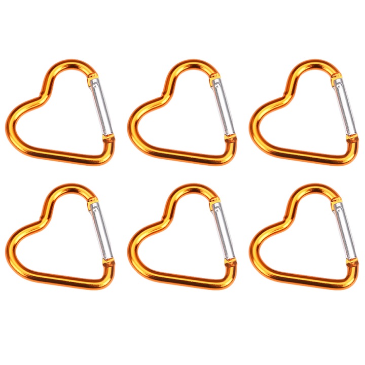 6 db szív alakú alumínium Enforose karabiner készlet, Enforose, 45x43mm