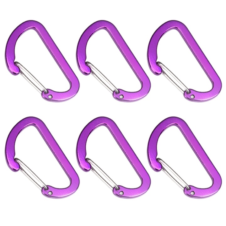 Set 6 mini carabiniere pentru breloc din aluminiu, Enforose, multifunctionale
