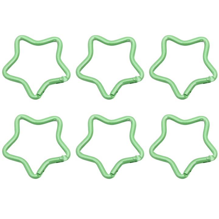 6 db alumínium karabiner szett, Enforose, zöld, 48x48mm