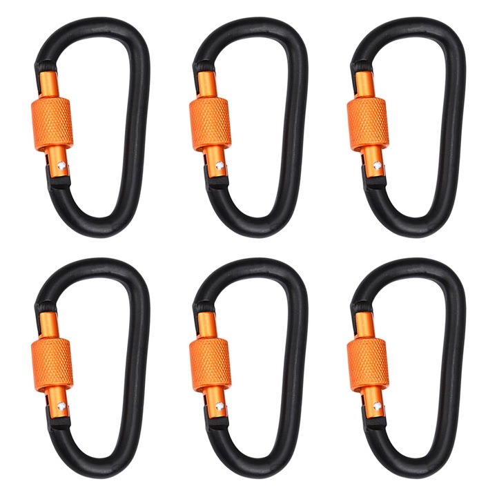 6 db alumínium karabiner készlet, Enforose, 78x40mm