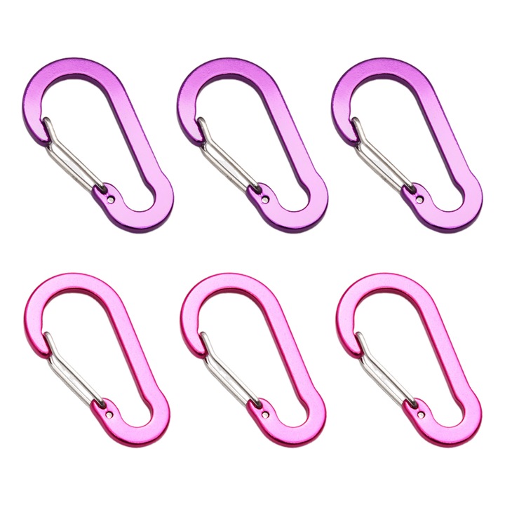 6 db alumíniumötvözet karabiner készlet, Enforose, 50x26mm