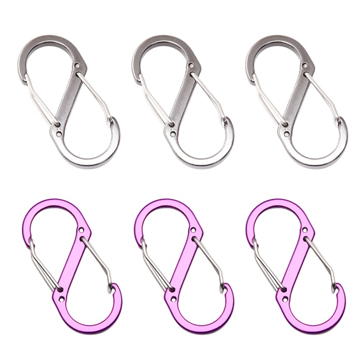 6 db-os karabiner szett S, Enforose, alumínium, 51x23mm