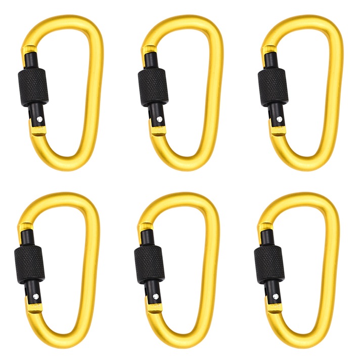 6 db alumínium karabiner készlet, Enforose, 78x40mm