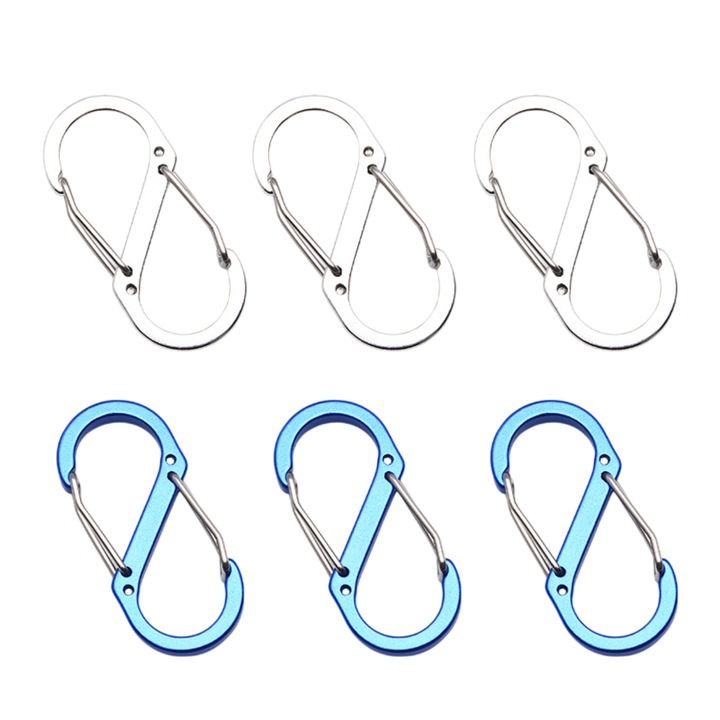 6 db-os karabiner szett S, Enforose, alumínium, 51x23mm