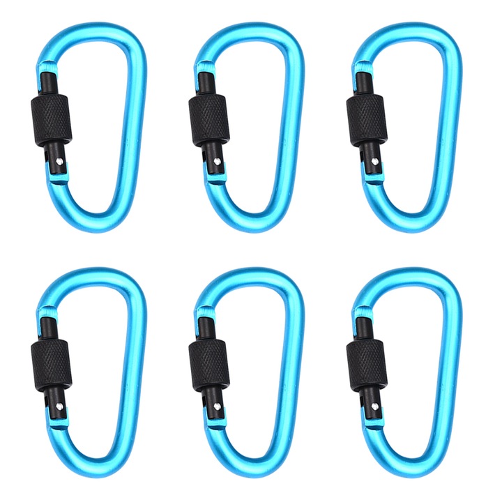 6 db alumínium karabiner készlet, Enforose, 78x40mm