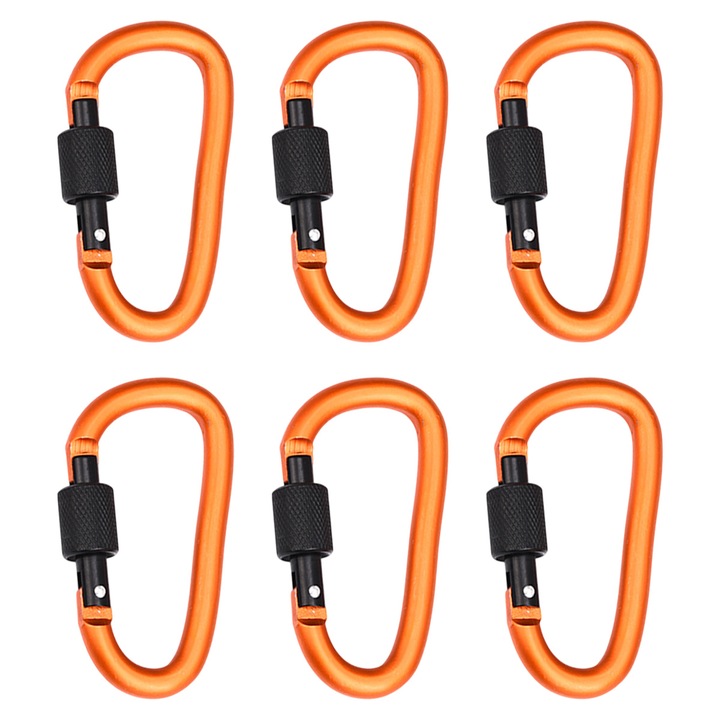 6 db alumínium karabiner készlet, Enforose, 78x40mm